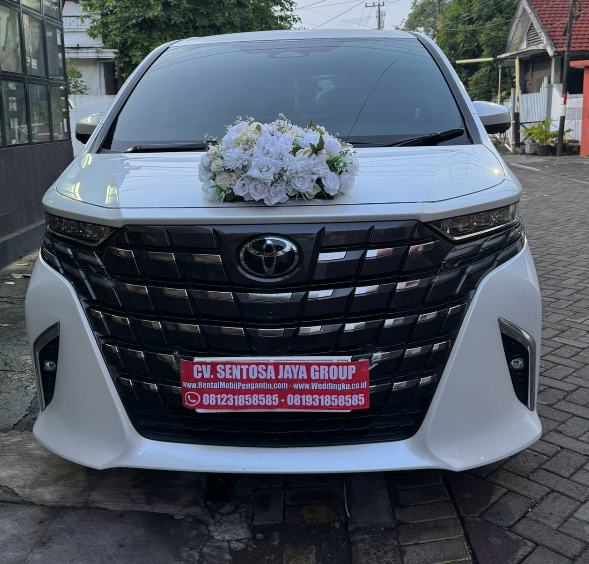 sewa mobil pengantin alphard hev putih terbaru surabaya